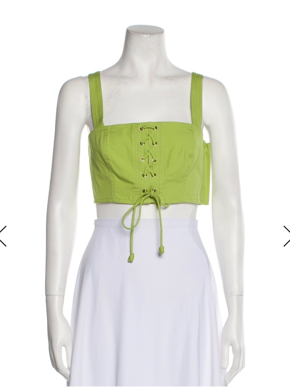 Ulla Johnson Lime Green Lace-Up Crop Tank